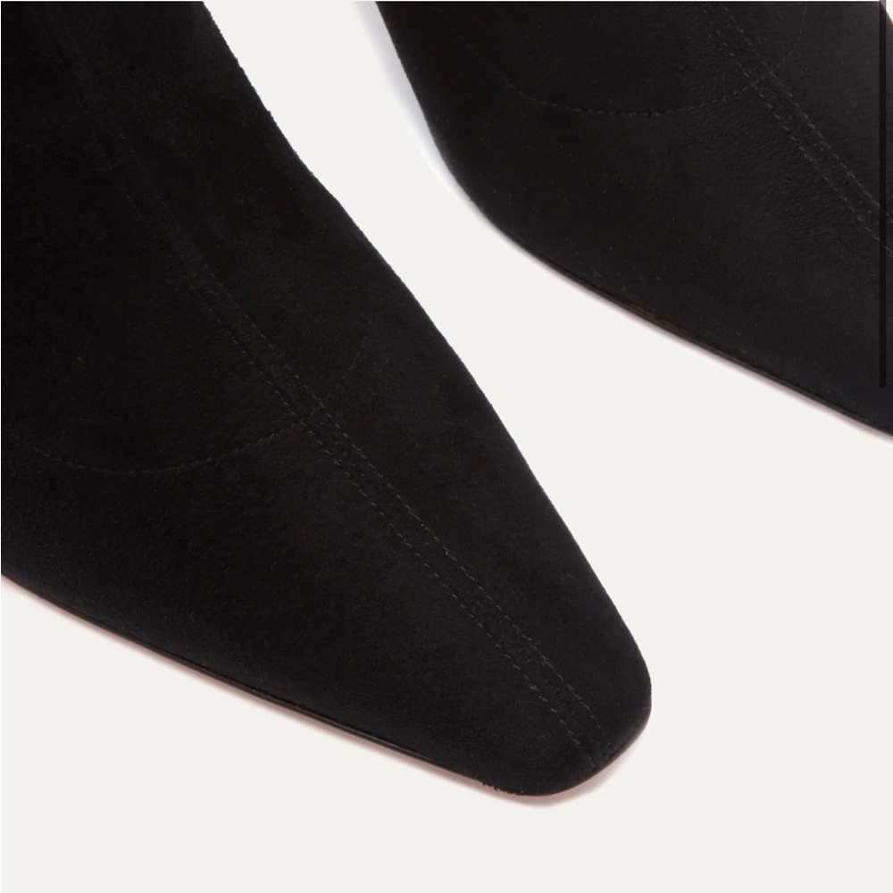 PIFERI Merlin Black Ankle Boot Vegan Suede Curved Heel elongated toe Size 40 New - Picture 8 of 13